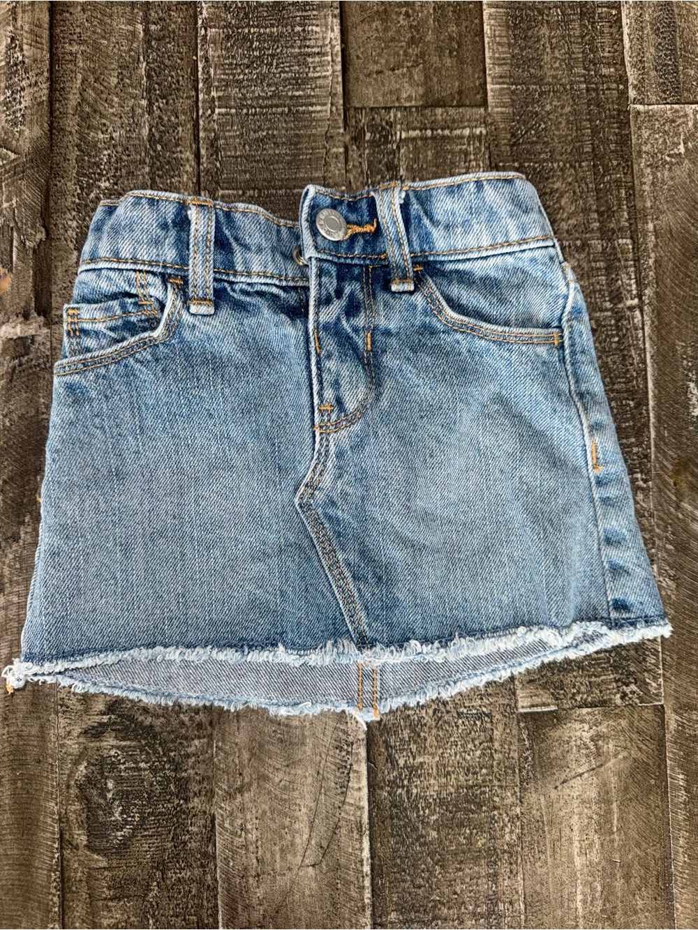 Old Navy Light Blue Denim Skirt with Frayed Hem